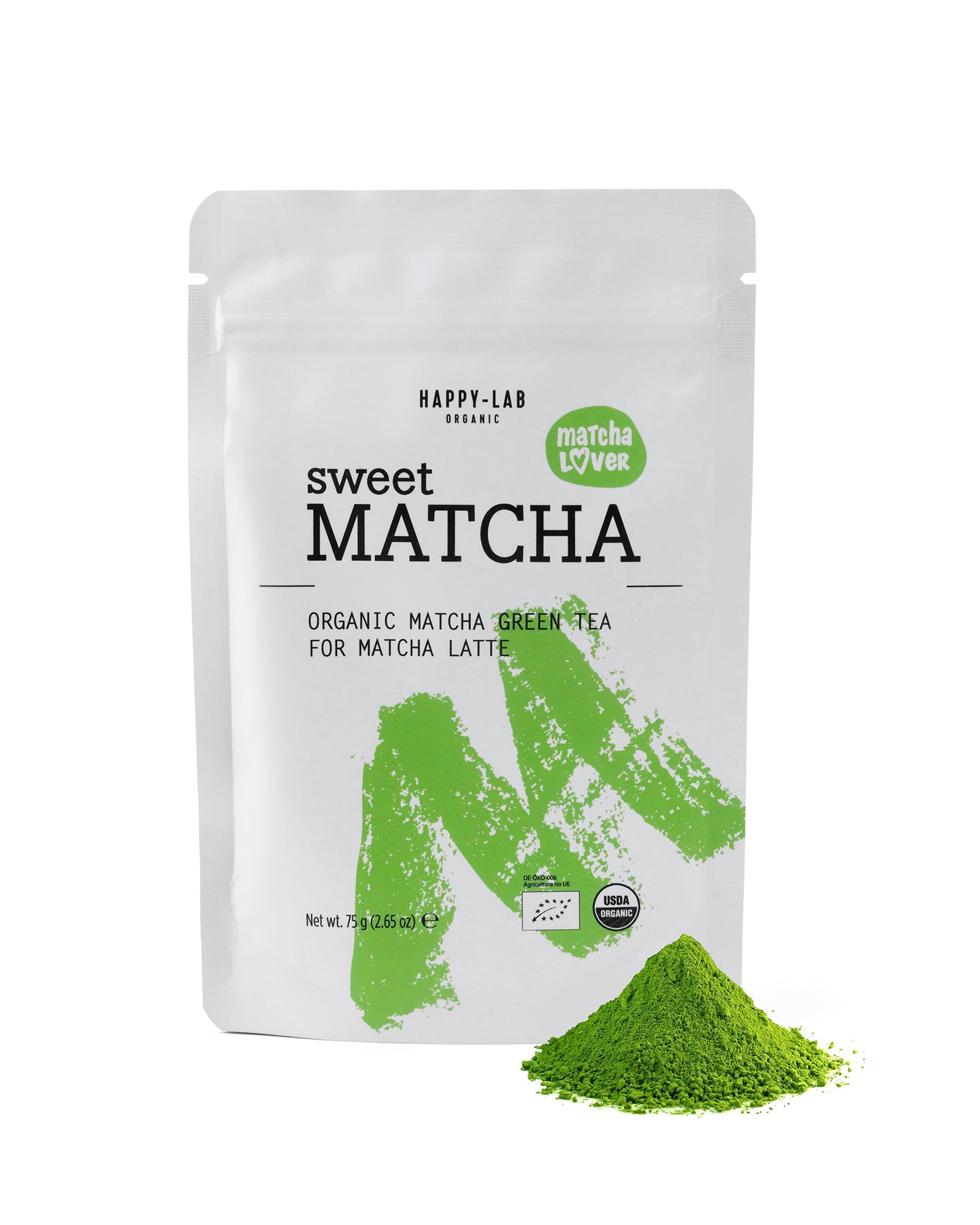 Matcha sucré, ultra fin et écologique Happy-Lab idéal pour le matcha latte